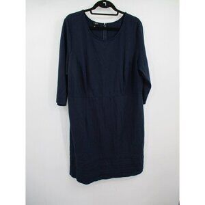 Talbots Womens Dress 16W Navy Long Sleeve Dress Rayon Business Casual Preppy